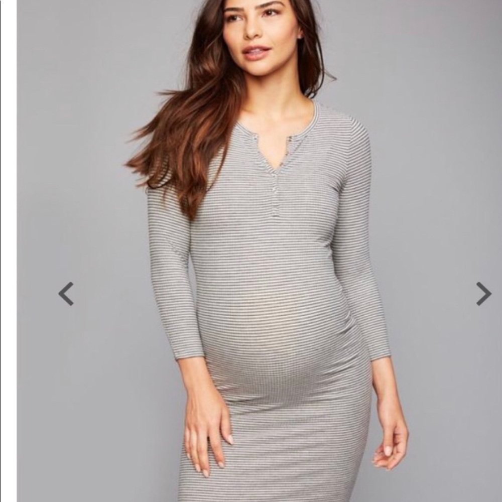 Pea and the pod maternity grey/ black stripe dress